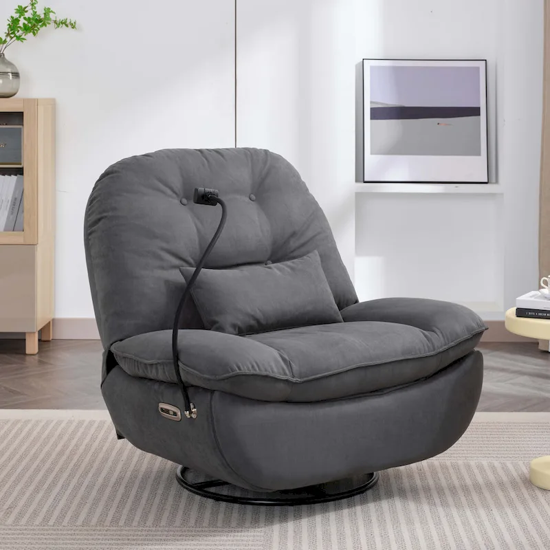 Power Swivel Recliner With USB Charger and Bluetooth Music Player
