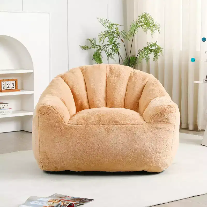 GDFStudio Thoii Modern Faux Fur Upholstered Bean Bag Chair with Armrest