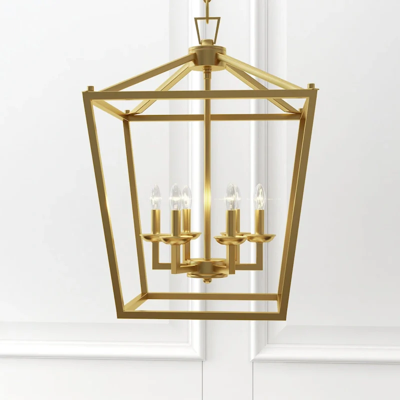 6 - Matte Black/ Gold Light Pendant - 16 x16 x24