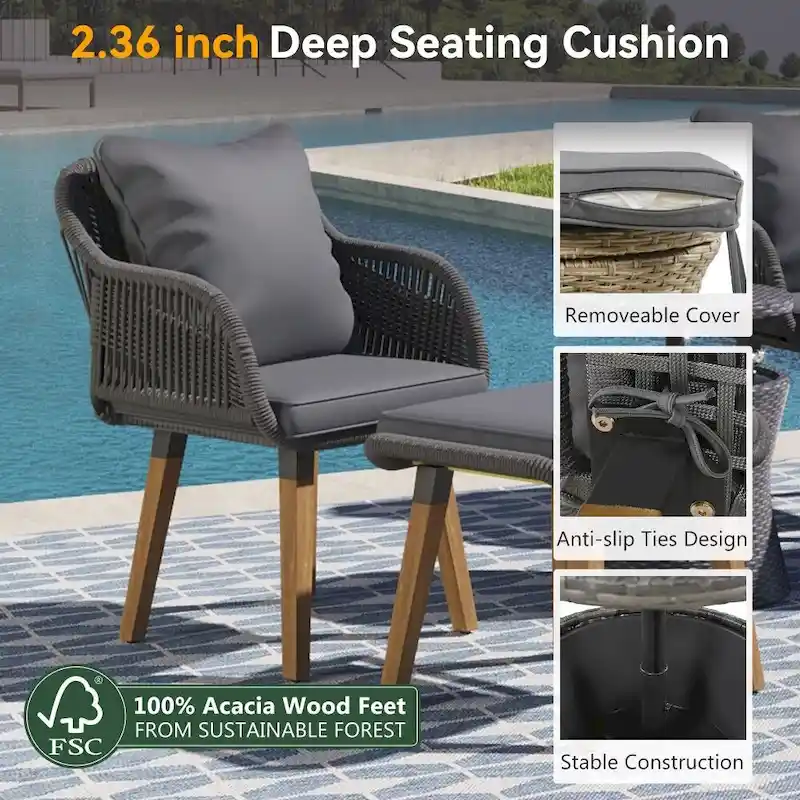 5 Pieces Patio Furniture Chair Sets, Patio Conversation Set