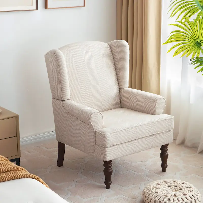 Accent Armchair with Turned Legs Set of 2 Blue/ Beige / Grey