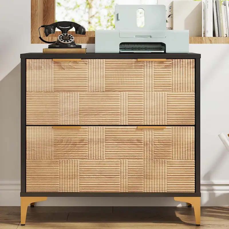 File Cabinet with 2 Drawers, Lateral Filing Cabinet with Adjustable Hanging Bar