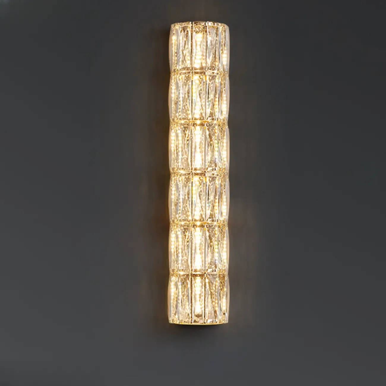 Direct-wired Steel Wall Sconce with Crystal Shade