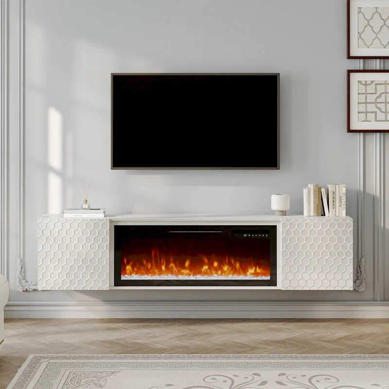 67 MDF Wall Mounted TV Stand with 36 Electric Fireplace