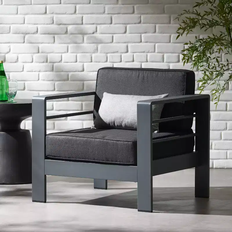 Christopher Knight Home Cape Coral Outdoor Aluminum Club Chair with Water-Resistant Cushions
