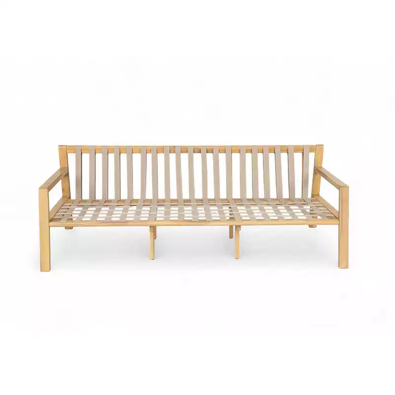 Christopher Knight Home Fabia 75 Rustic Patio Upholstered 3-Seater Loveseat with Rope Weave Open Back