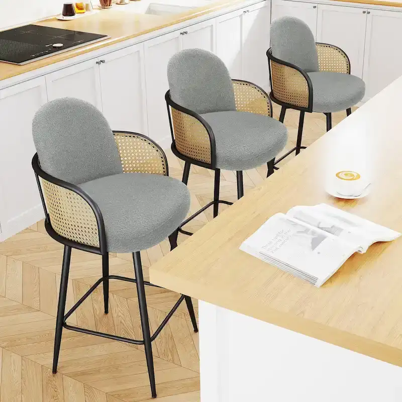 26-Inch Fabric Upholstered Swivel Counter Height Bar Stools - 38.2 H x 21.5 W x 23.2 D