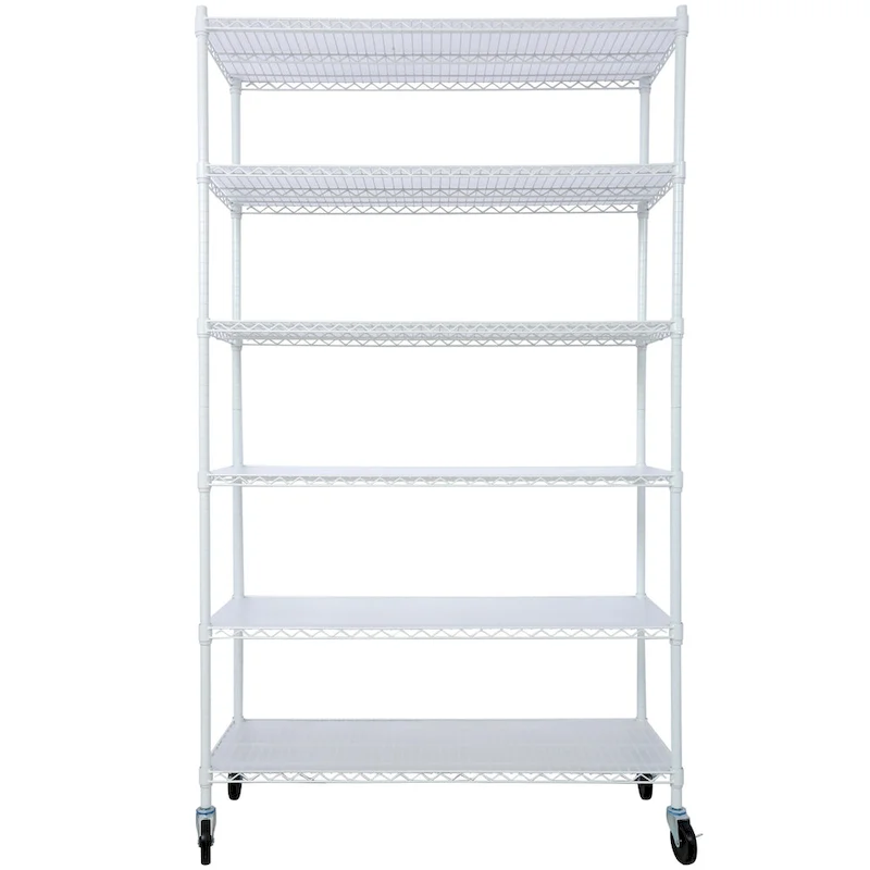 6-Tier Multifunctional Adjustable Shelf with Wheels, 6000LBS Capacity