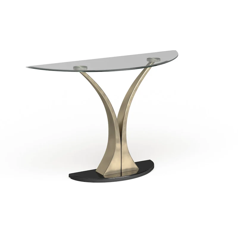 Wuct Modern Silver 46-inch Metal Half-moon Pedestal Sofa Table with Glass Top by