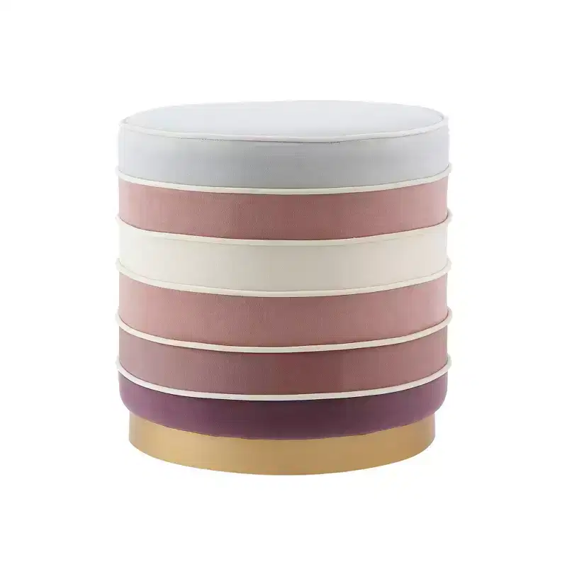 Nicole Miller Cory Velvet Round Multi Layered Ottoman