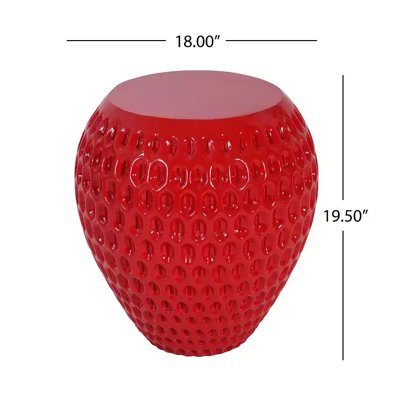 Christopher Knight Home Misaki Patio Modern Strawberry-Inspired Lightweight Concrete Side Table