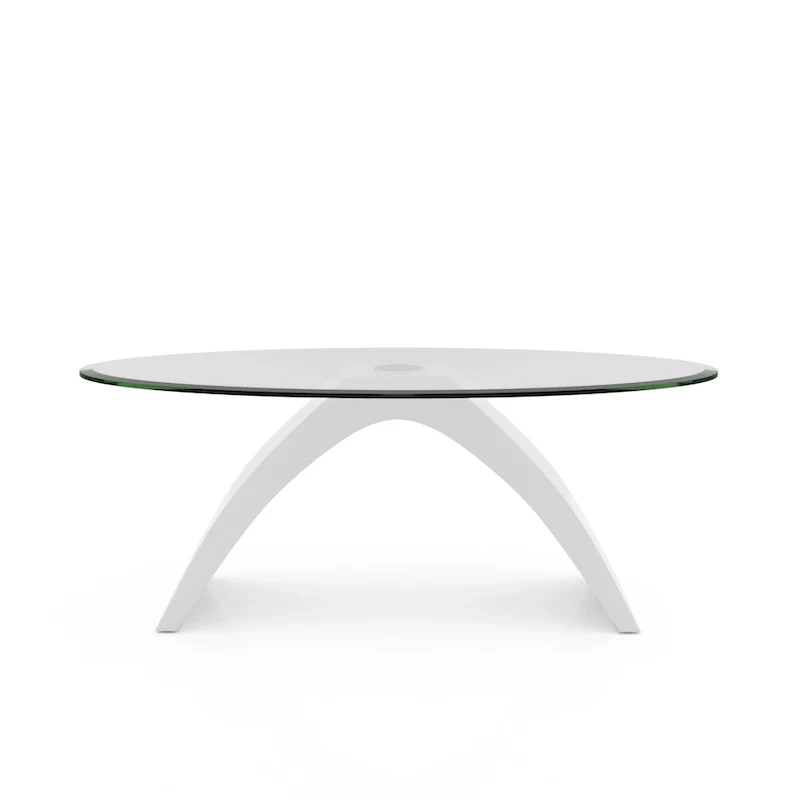 Modern 47-inch Glass Top Oval Coffee Table