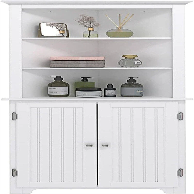 White Wood Finish Corner Storage Cabinet, 13