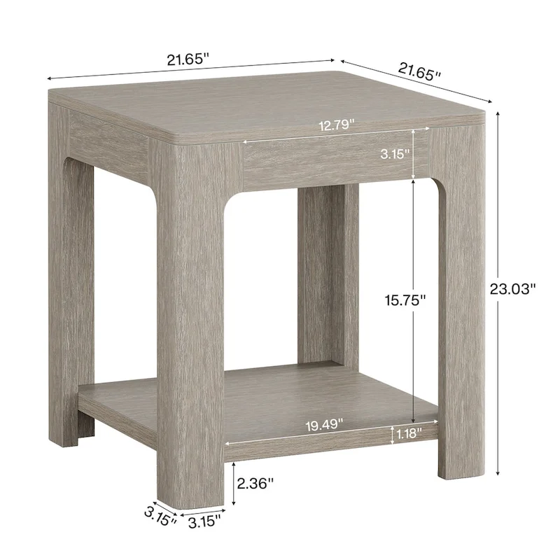 2-Tier End Table with Storage Shelf