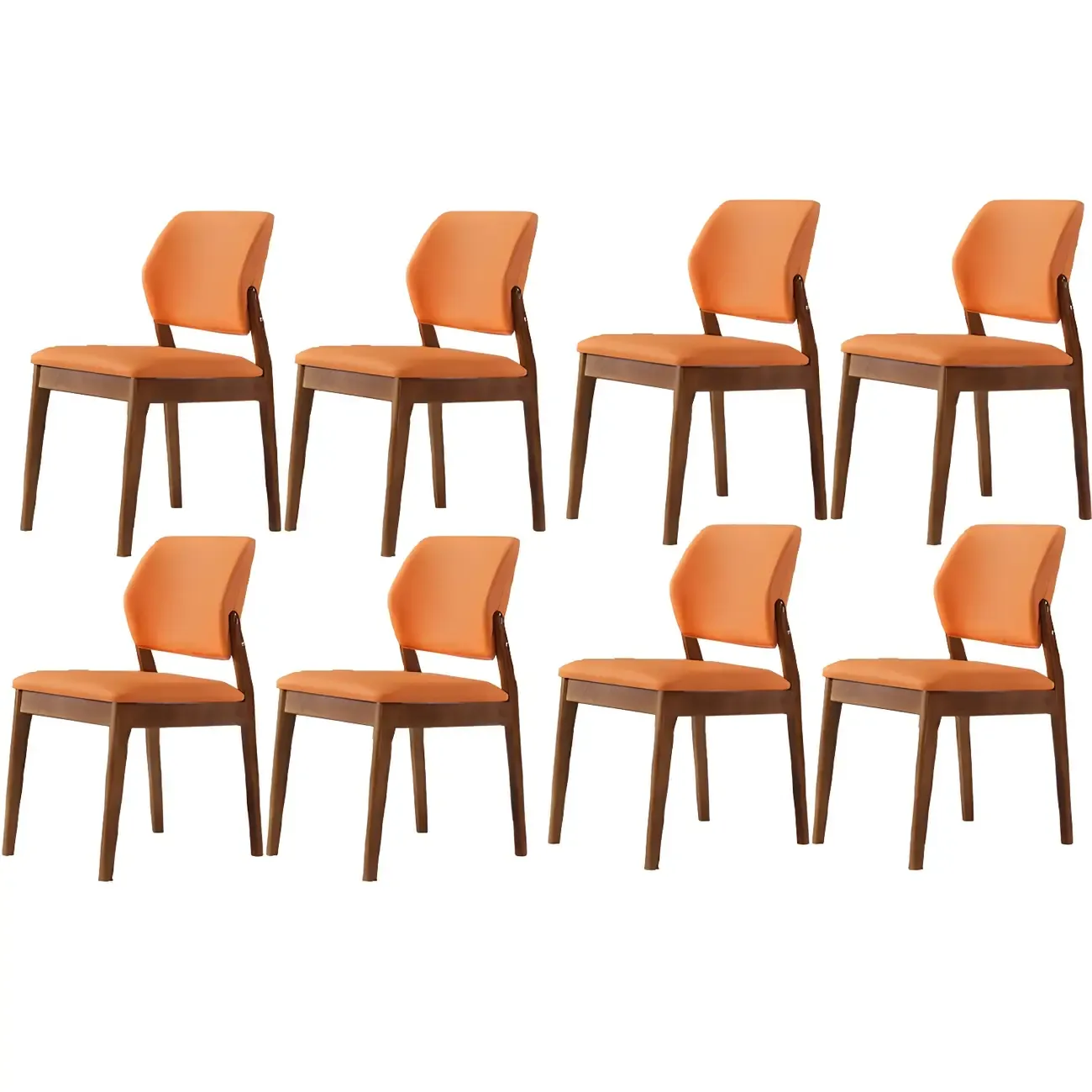 Modern Wood Faux Leather Beige Low Back Dining Chair