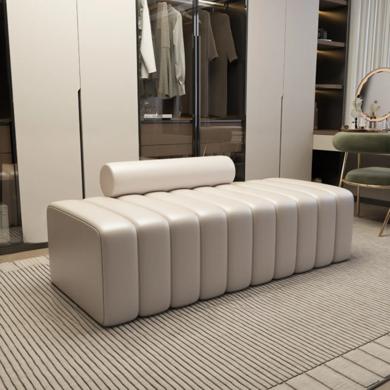 Elegance Flannel Upholstered Entryway Bench with Storage