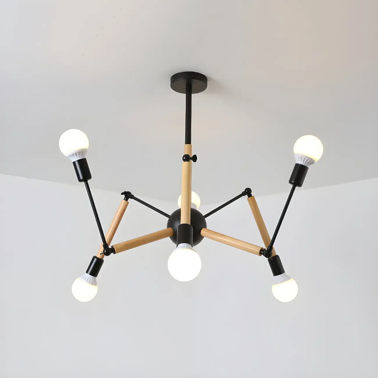 Modern Multi-Light Metal Adjustable Downrod Sputnik Chandelier