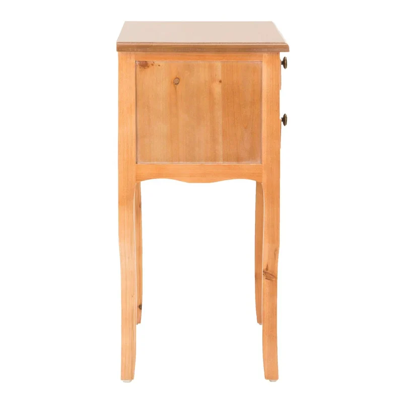 French Farmhouse Accent Table with 2 Drawers - Natural Elm Wood