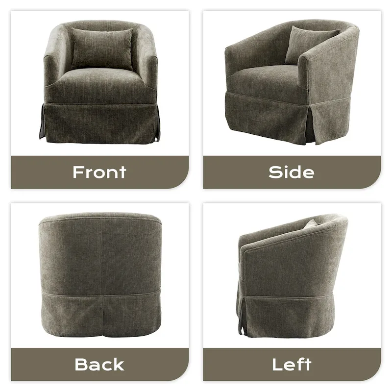 Ouyessir Set of 2 Swivel Barrel Chair 360 Degree Upholstered Accent Chair Fabric Armchair