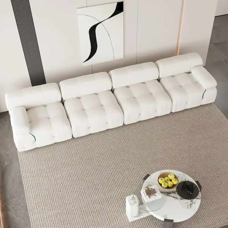 Velvet Fabric Upholstered Sectional Sofa Modern Couch