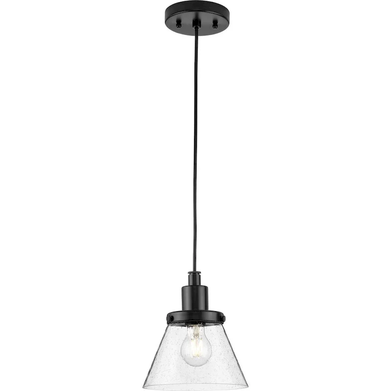 Hinton Collection One-Light Brushed Nickel Modern Farmhouse Pendant - 8 in x 8 in x 8.62 in