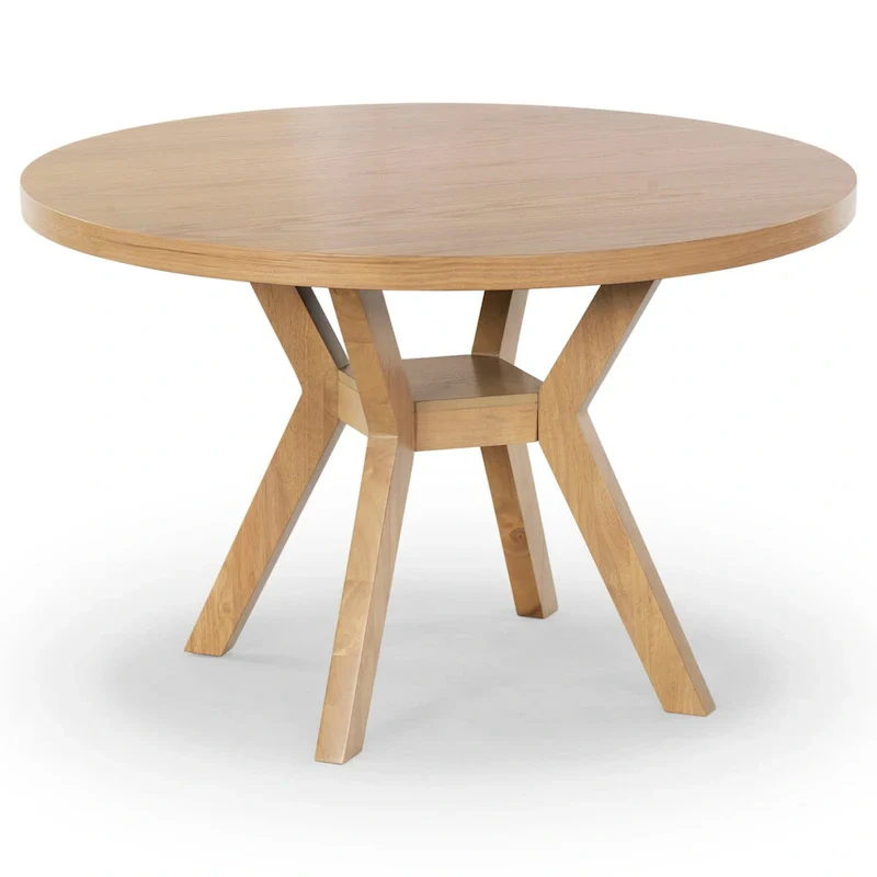 Natural Round Wood Dining Table, Seats 6