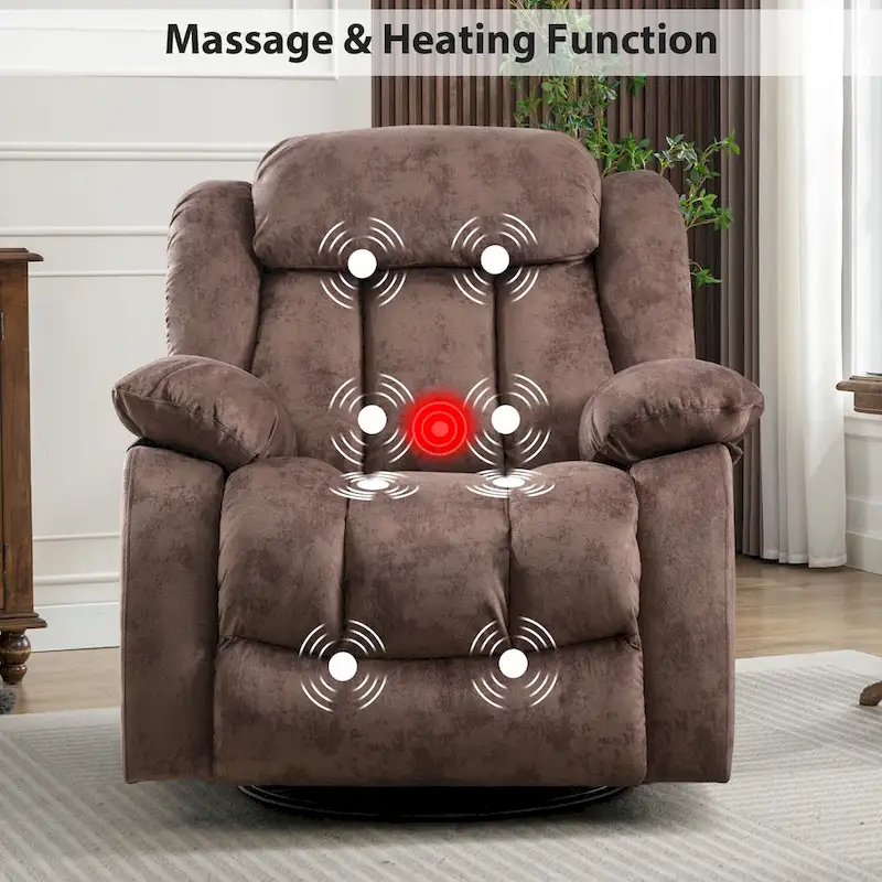 360 Rotatable Swing Manual Massage Rocker Recliner With Heat And Vibration