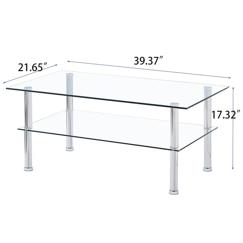 Clear Clear Glass Coffee Table, Tempered Glass End Table