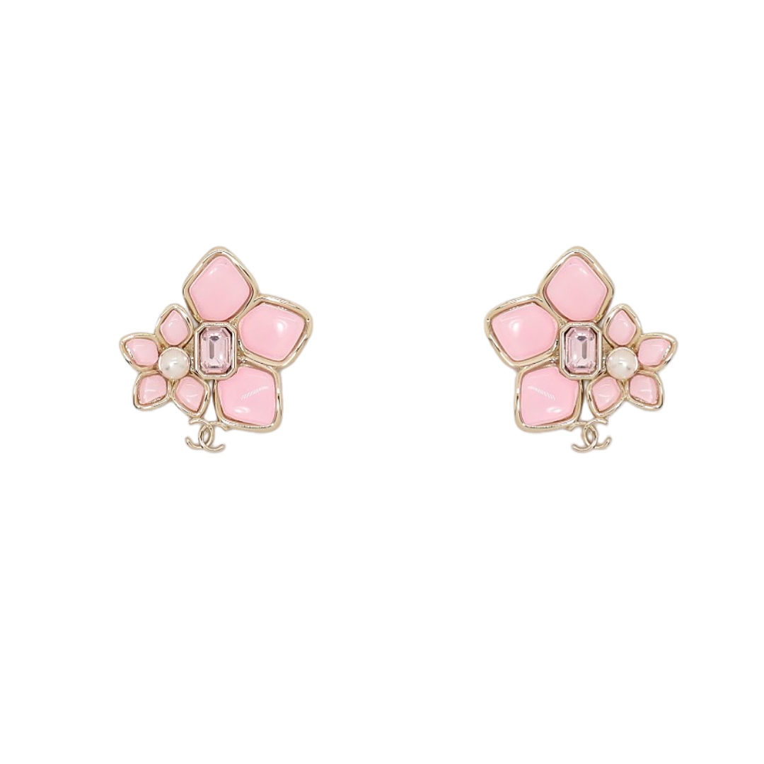 CCE398 Chanel Pink Flower earrings - ccjewelryacc