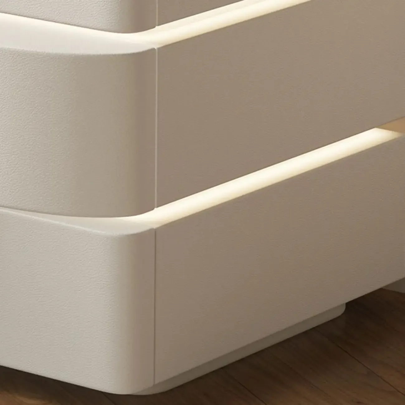 Modern White Waved Wood 3-Drawer Nightstand