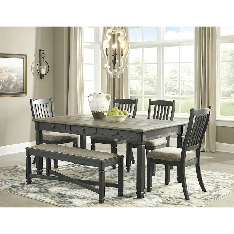 Signature Design by Ashley Tyler Creek Black / Grayish Brown 6-Piece Dining Package