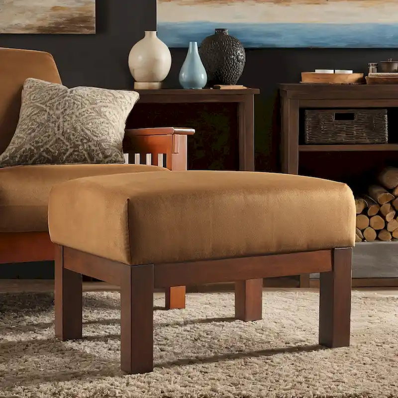 Sigulda Mission-Style Wood Ottoman