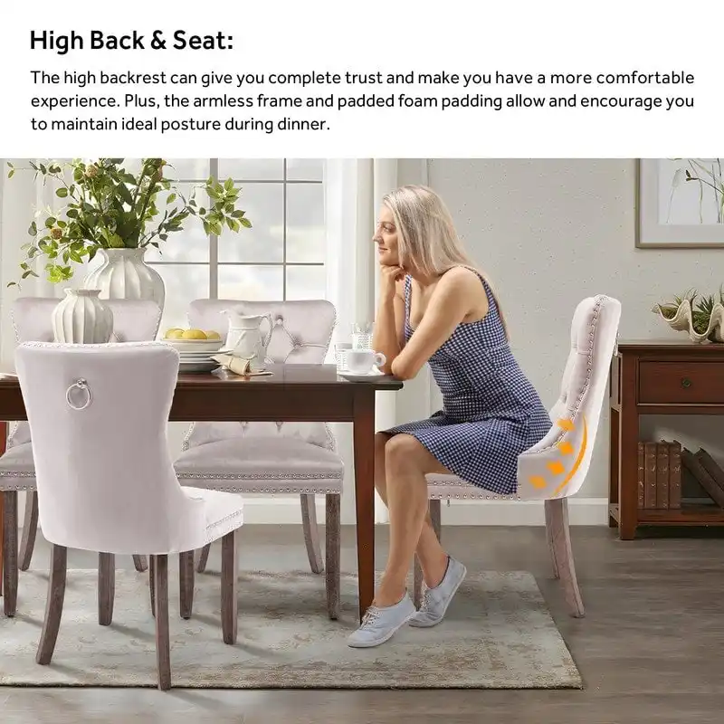 Solid Wood Velvet Upholstered Dining Chair