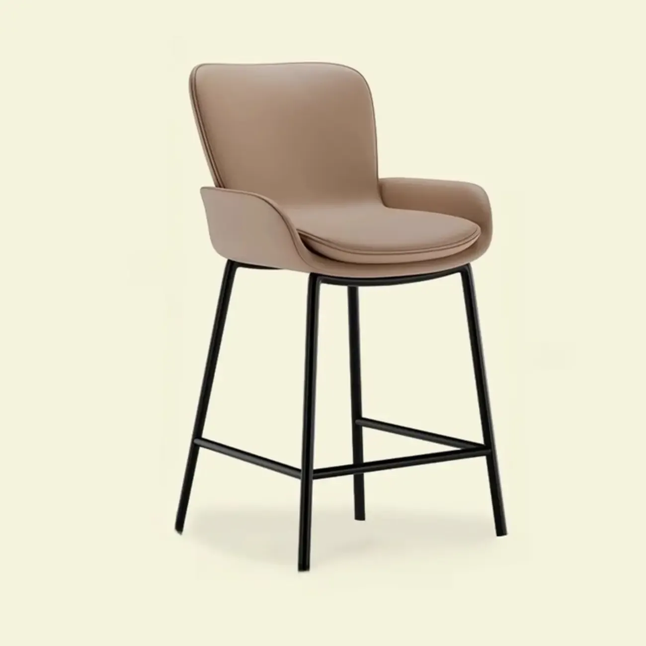 Coffee Bucket Four Legs Leather Counter Bar Stools