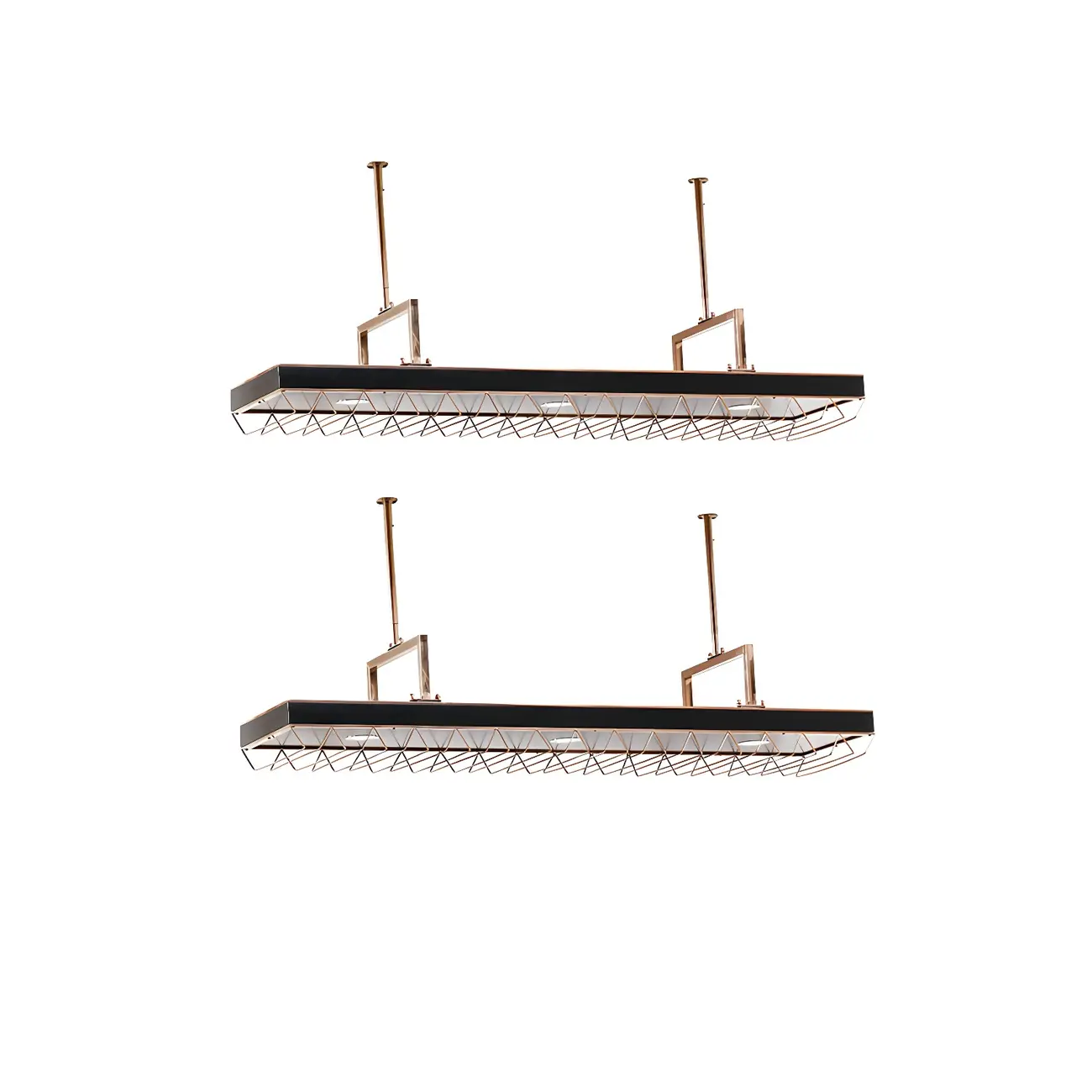 Elegant Black Hanging Wine Rack with Glass Holder