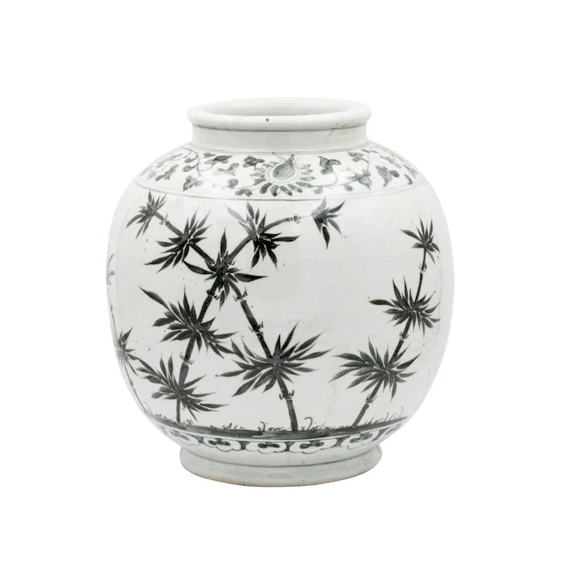 Blue & White Flower Open Top Porcelain Jar