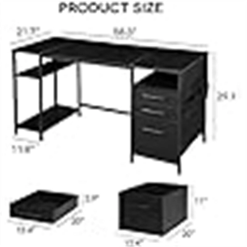 Desks with Drawers and Shelves - 21.65 D x 59.06 W x 29.13 H