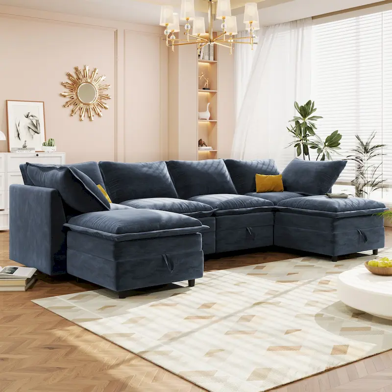 Christopher Knight Home 126 Modular Sectional Sofa with Storage - 126 x 63 x 35