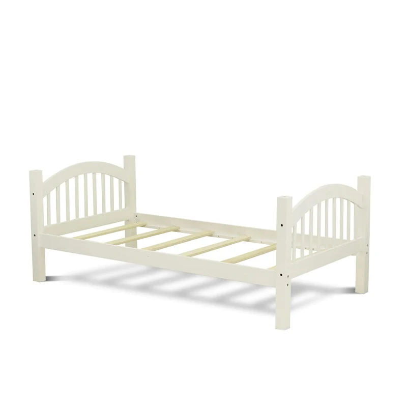Linen White Twin-over-Twin Bunk Bed, Sleeps 2 – with Storage Options