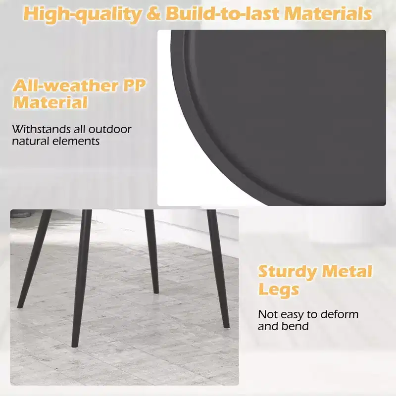 Costway 3 Piece Patio Bistro Set All Weather Heavy Duty Table and Chairs Set of 2 Black/Yellow