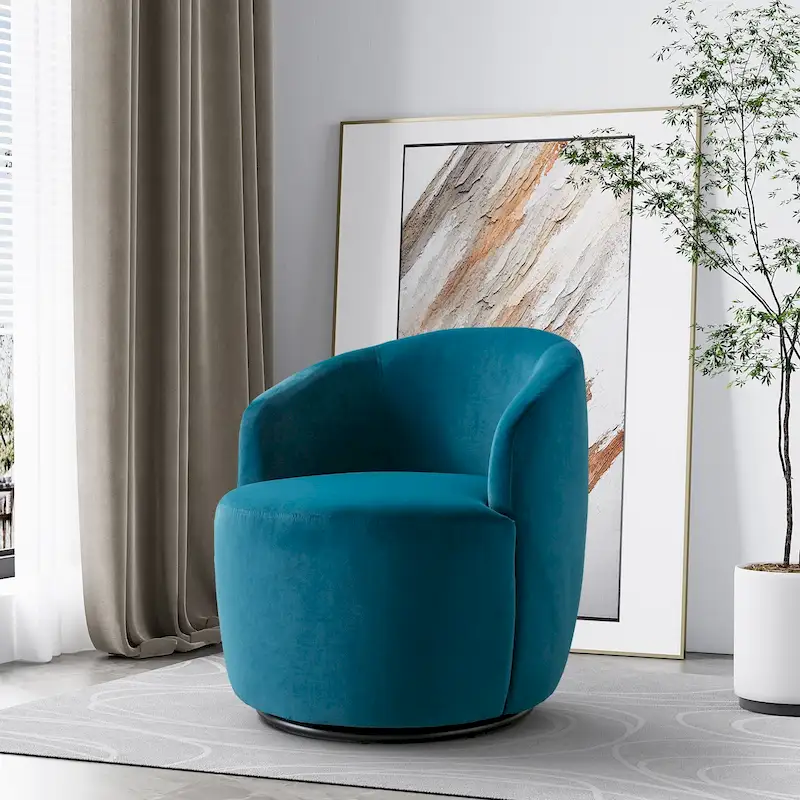 Ouyessir Modern Teddy Upholstered Swivel Barrel Chair(Set of 2)