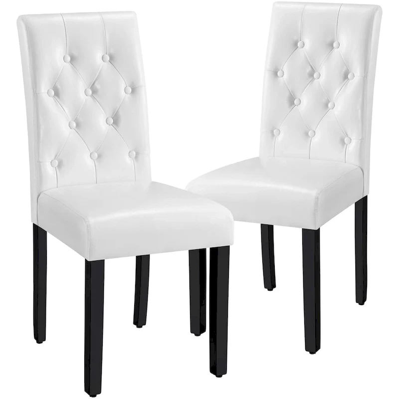 Yaheetech Button Padded Dining Chair with Solid Wood Legs Set of 2 - Set of 2
