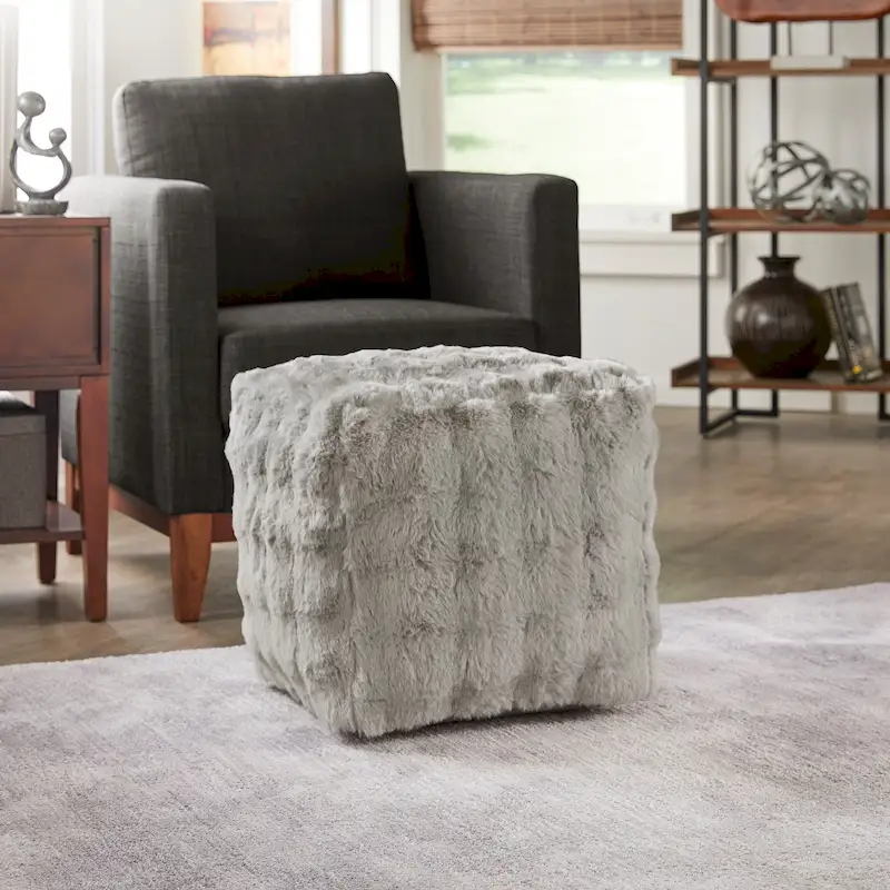 Brunico Upholstered Square Pouf Ottoman by iNSPIRE Q Bold
