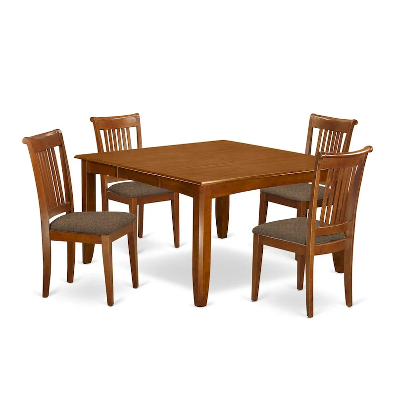Square Dining Table with Butterfly Leaf and Dining Chairs (Chair Seat Type Options)