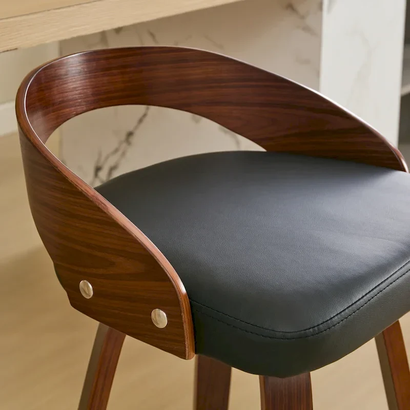 Counter Height Barstools Set of 2, Dining Chairs with Soft Cushion Seat, Kitchen Stool Island with Footstool and Low Back