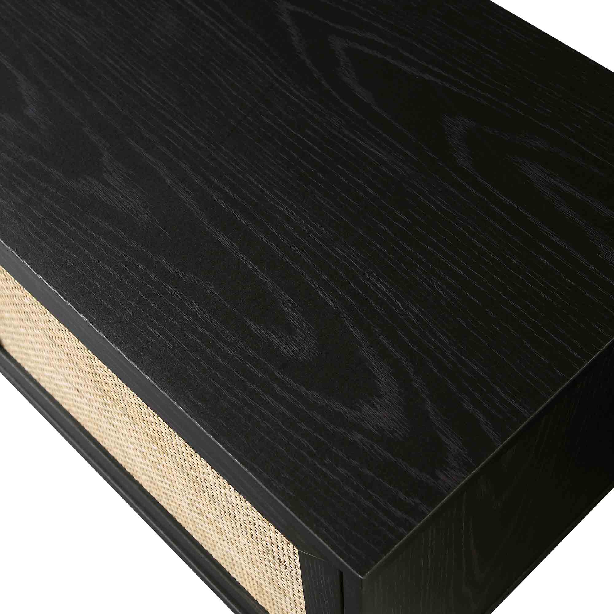 Woven Rattan 79in. Wide TV Unit, Black