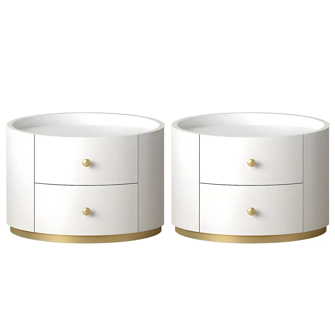 Glam Manufactured Wood Round 2-Drawer Nightstand