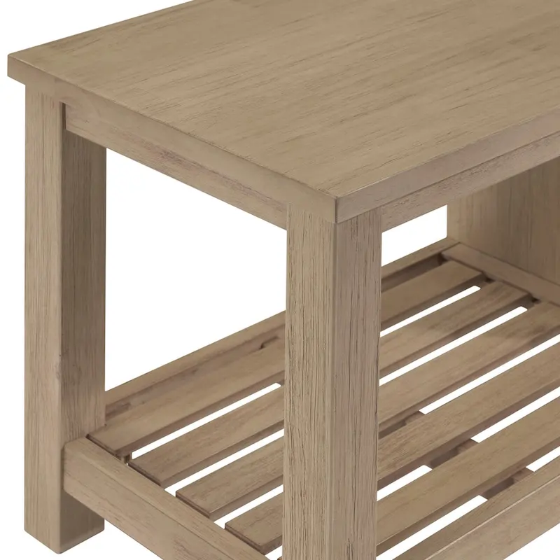 Brown / Drifted Sand / Alto Black Solid Acacia Wood TV Bench, Single