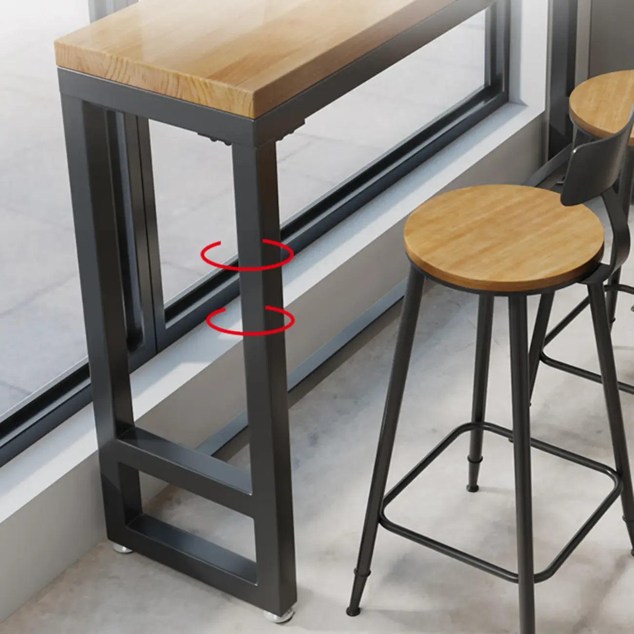 Retro Brown Wooden Industrial Bar Tables