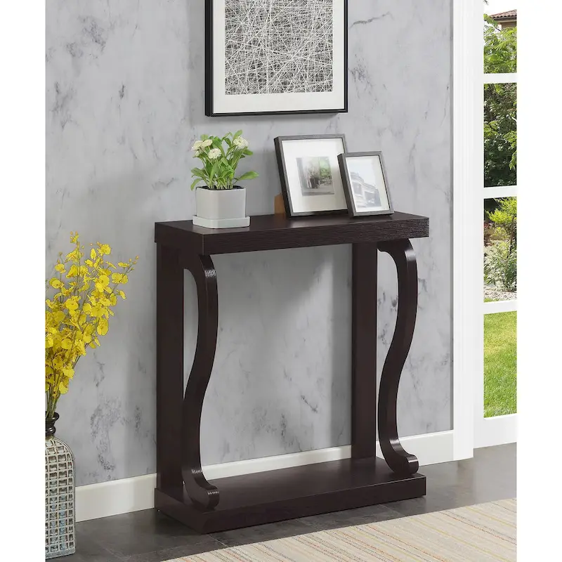 Espresso / Mahogany / White 2-Tier Console Table with Curved Sides – Single